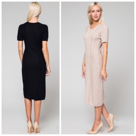 Honey Punch  Black Cable Knit Sweater Dress - Picture 5 of 13